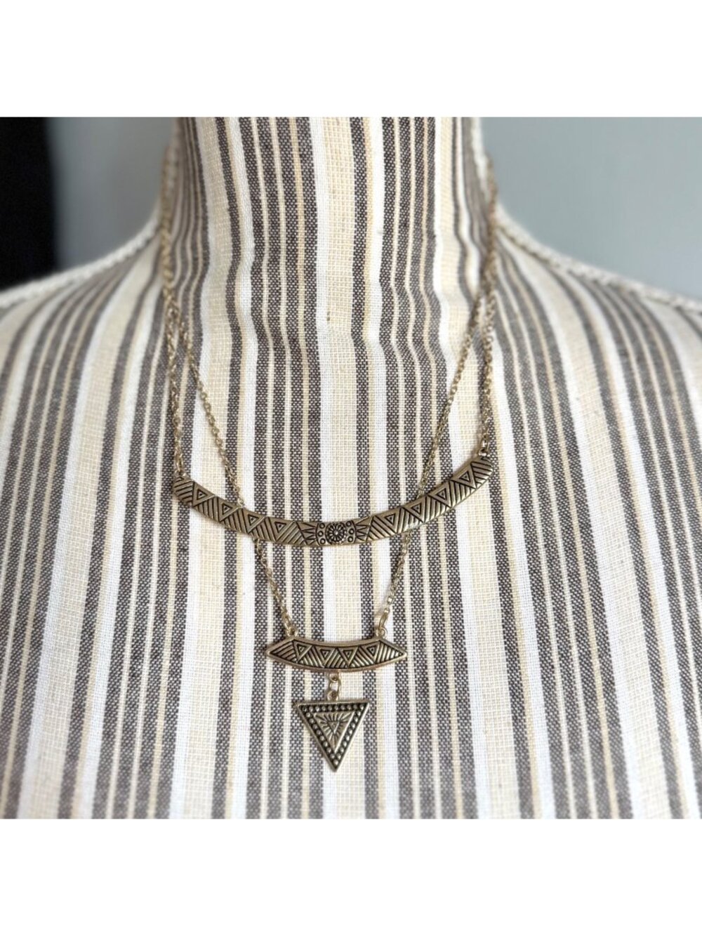 Boho Gold Tone Two Strand Necklace